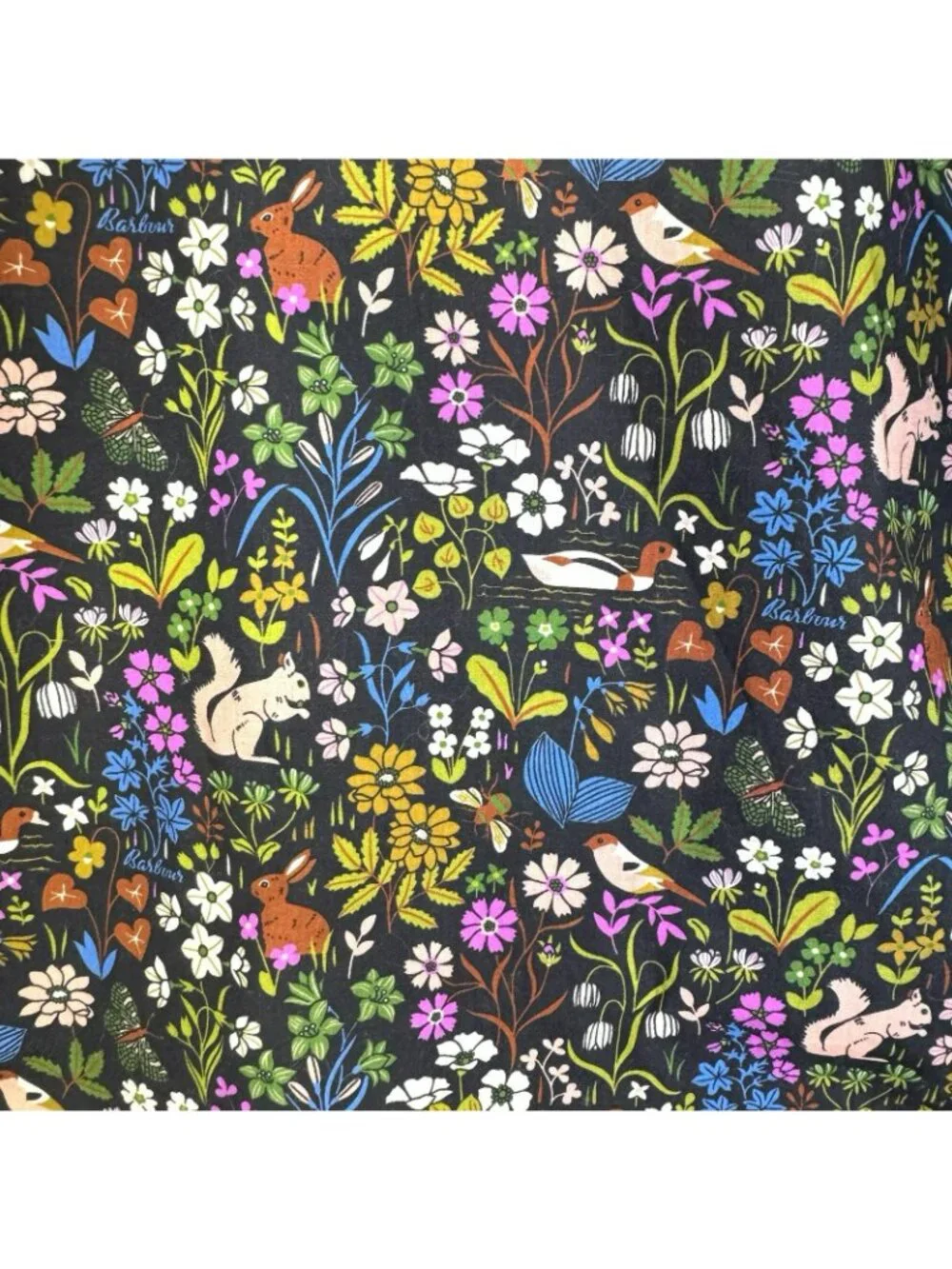 Barbour Kids XL 12/13 Beadnell Wax Jacket Colorblock Floral Woodland Lining - Picture 11 of 11